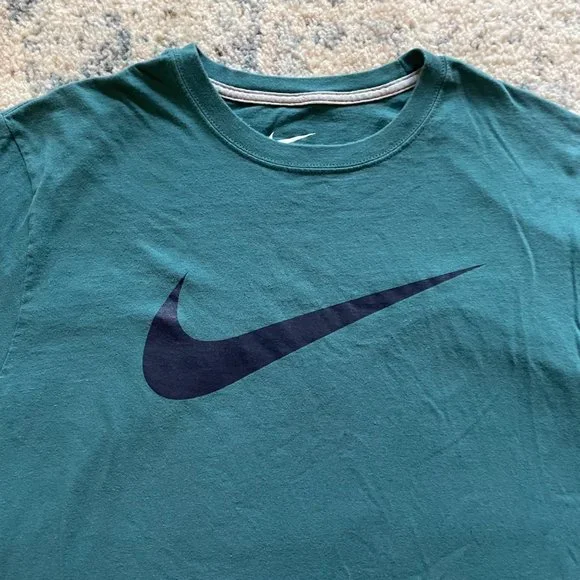 Nike | Teal Blue Swoosh Tee Tshirt Regular Fit Mens XL Basic - Picture 3 of 6
